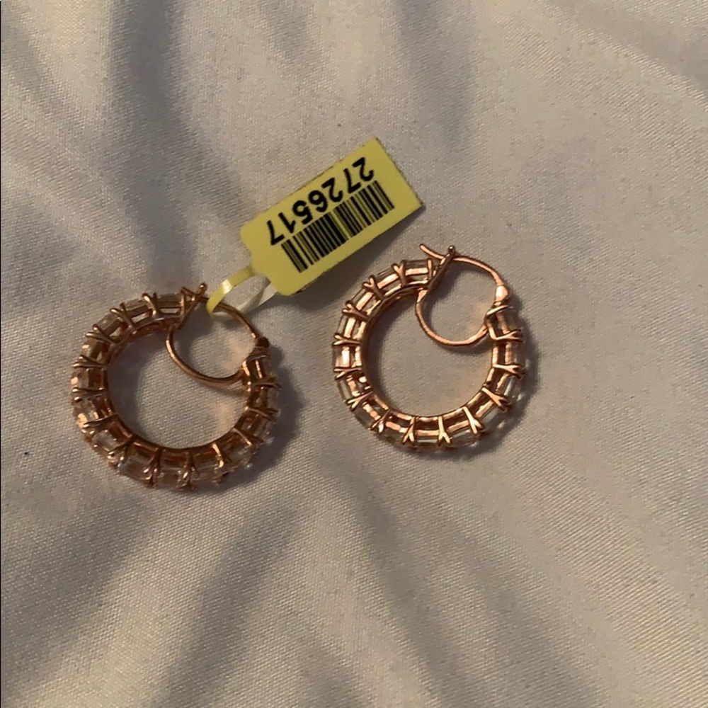 New rose gold and crystal hoop earrings